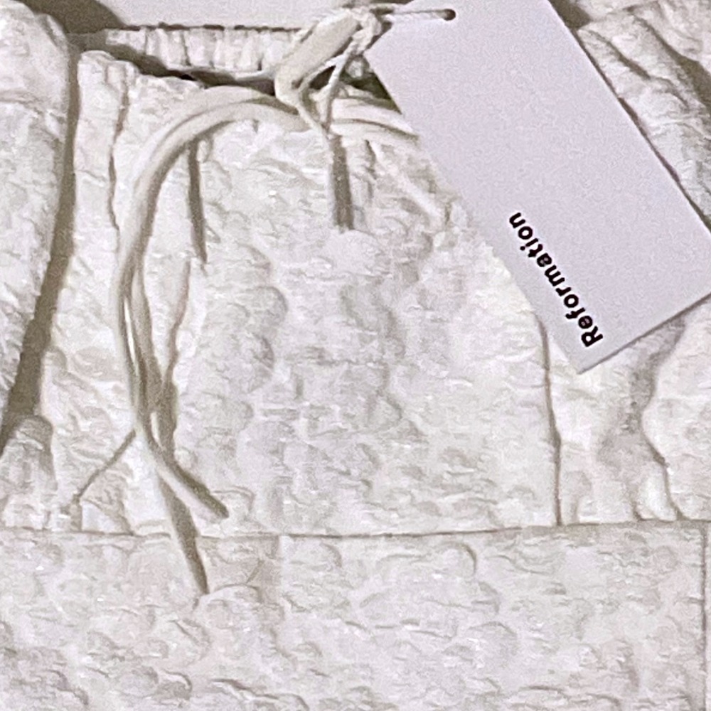 REFORMATION BALIA TOP white floral tank women's blouse bow 8 medium smocked NWT - Picture 4 of 14